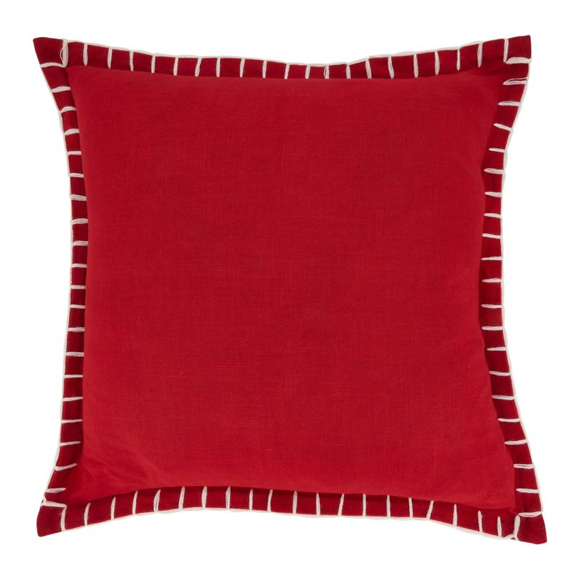 20&#34;x20&#34; Oversize Minimalist Chic Chunky Whip Stitch Down Filled Square Throw Pillow Red - Saro Lifestyle, 1 of 4