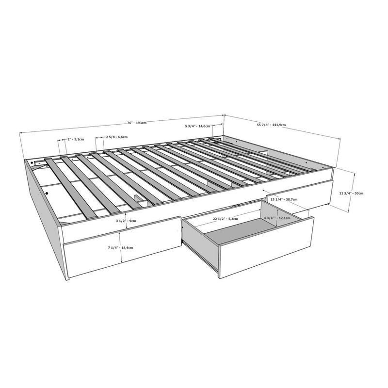 Epik 3 Drawer Storage Bed with Headboard Black - Nexera, 5 of 7