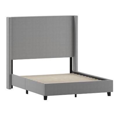 Taylor & Logan Full 57" High Kellan Platform Bed Gray: Upholstered Headboard, No Box Spring Needed