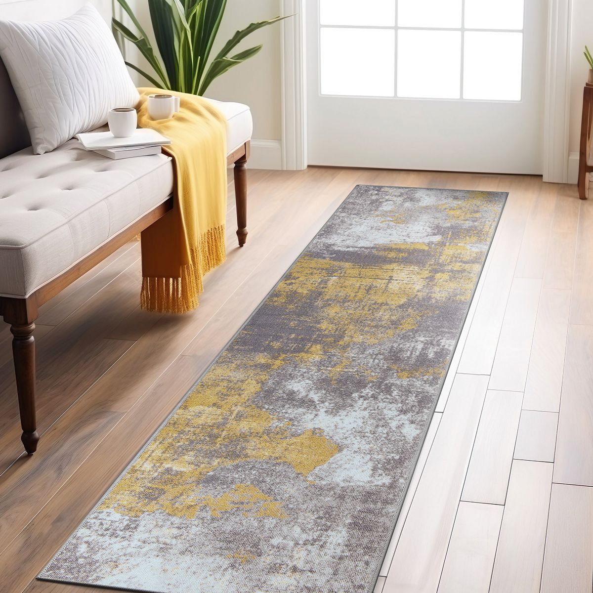 World Rug Gallery Contemporary Distressed Abstract Non Slip Area Rug: Stain & Fade-Resistant, Low Loop Pile - thumbnail 10