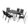 7 Pieces Metal Outdoor Patio Dining Set,Steel Square Dining Table and 6 Plastic Arm Chairs Set,Modern Garden Furniture Dining Set-Coolbibila - 2 of 4