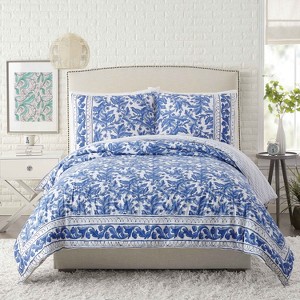3pc Queen Blue Bird Duvet Cover Set Blue - Molly Hatch for Makers Collective