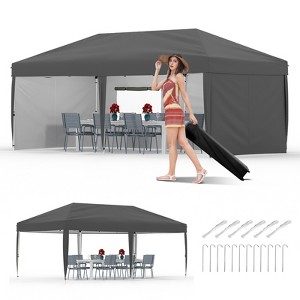 10x20 Heavy Duty Pop Up Canopy w/4 Sidewalls, Roller Bag, 4 Weights, 8 Stakes & 6 Ropes - 3 Height Adjustable - 1 of 4