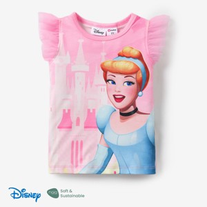 Disney Princess Ariel Cinderella Toddler Girl  Character Print with Ruffled Sleeve Top T-shirts Tee - 1 of 4