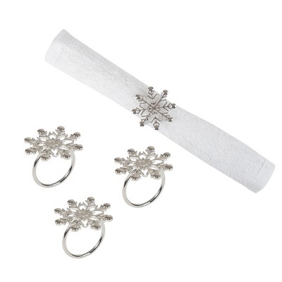 C&f Home Silver Winter Snowflake Decorative Napkin Ring, Set Of 4 : Target