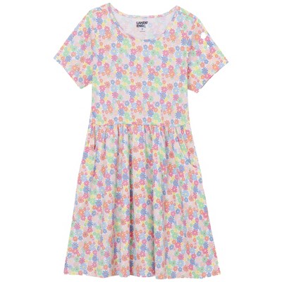 Lands' End Kids Short Sleeve Gathered Waist Jersey Dress