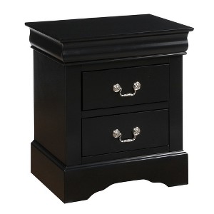Royal Hampton Traditional 2 Drawers wood Nightstand By Louis Philippe III, Black - 1 of 4