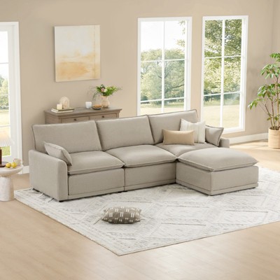 Spruce & Spring Modular Couch Oversized Sectional Sofa for Living Room, Taupe-4PC