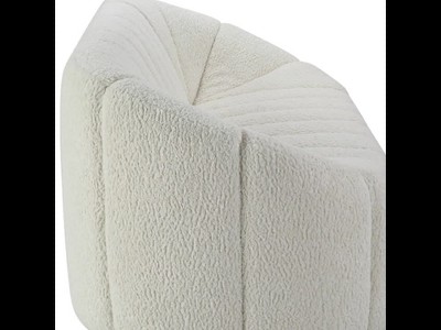 84" White Tufted Faux Shearling Sofa with Wood Frame