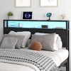 King Headboard with 2 Outlets, LED Lights and USB Ports, Adjustable Height, Storage Rack, Sturdy and Stable, Easy Assembly - 2 of 4