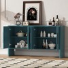 59"W Retro Sideboard with Adjustable Shelves and Long Metal Handles, 4-Door Storage Cabinet - ModernLuxe - 2 of 4