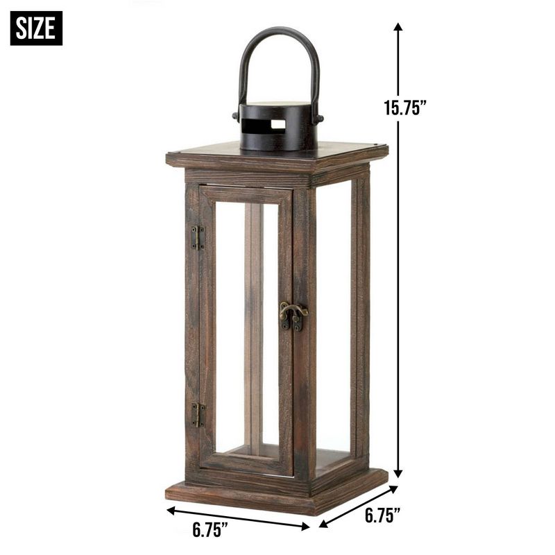 15.75&#34; Wooden Lodge Outdoor Lantern Brown - Zingz &#38; Thingz, 6 of 7