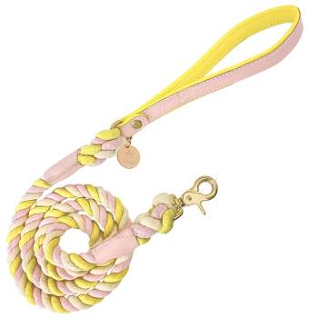 PoisePup - Luxury Pet Dog Leash - Soft Premium Italian Leather and 100% Natural Cotton Rope Leash - Sweetest Thing