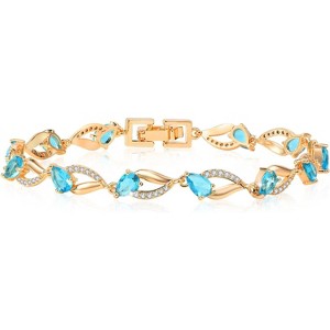 Eternity Bracelet Blue Cubic Zirconia, Sapphire Bracelet, 18K Gold Plated Hypoallergenic Bracelets -7.48inch/190mm - 1 of 4