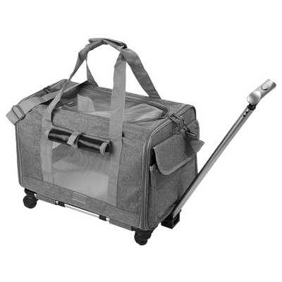 iMountek "Airline Approved Rolling Pet Carrier for Cats & Dogs with Wheels, Telescopic Handle & Shoulder Strap" Gray