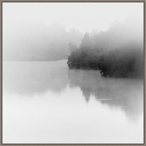 30"x30" Tranquil Lake by Nicholas Bell Framed Canvas Wall Art Print - Amanti Art: Polystyrene Frame, Pine Trees - 1 of 4
