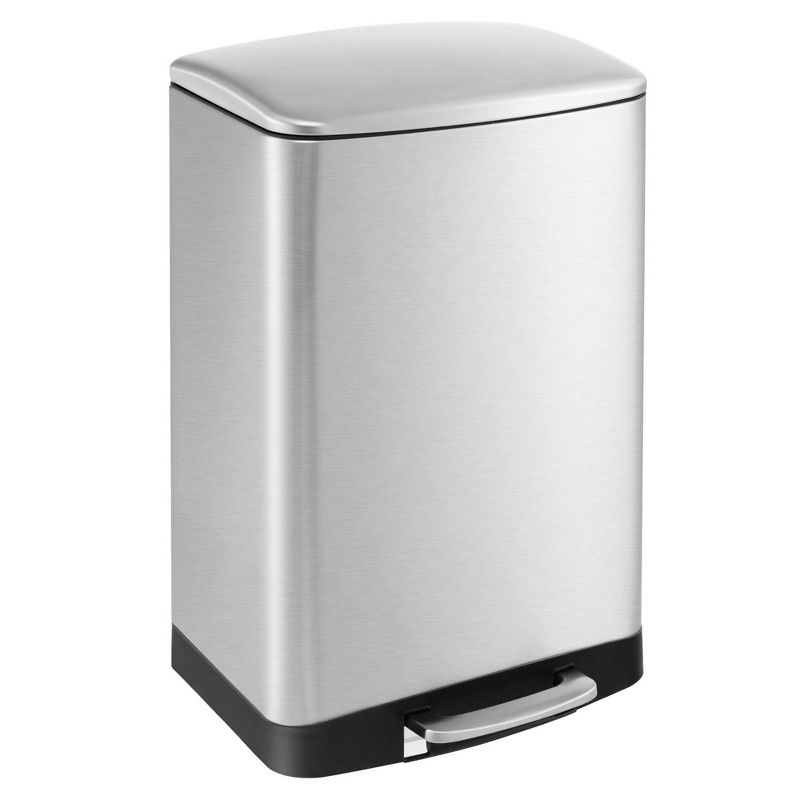 Costway Stainless Steel Trash Can, 13.2 Gal Garbage Can with Lid, Detachable Inner Pail, 1 of 11
