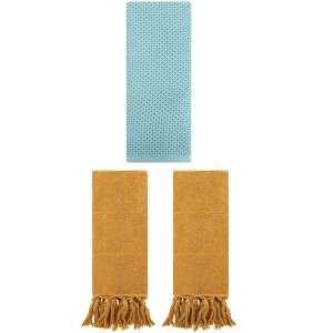REGALWOVEN 3 Packs Cotton Soft Absorbent Tassels and Waffle Decorative Hand Towel - 1 of 4