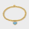Tiny Tags 14K Gold Ion Plated with Blue Swirl Enamel "Boy Mama" Beaded Stretch Bracelet - Gold/Blue - 3 of 4