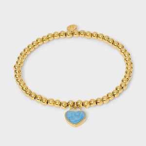 Tiny Tags 14K Gold Ion Plated with Blue Swirl Enamel "Boy Mama" Beaded Stretch Bracelet - Gold/Blue - 1 of 4