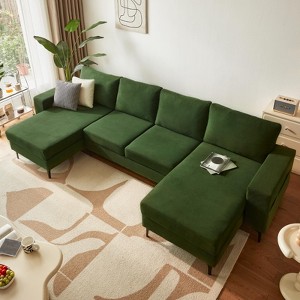 XIZZI Upholstered Sectional Sofa with Comfy Chaise Large Deep Seat, Minimalist Modular Couches Sleeper for Living Room Bedroom Apartment Lounge - 1 of 4
