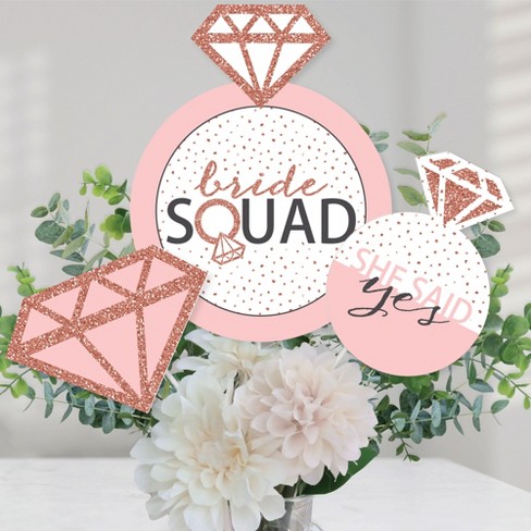 Big Dot of Happiness Bride Squad - Rose Gold Bridal Shower or Bachelorette  Party Centerpiece Sticks - Table Toppers - Set of 15