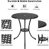 23.6Inch Patio Table with 2Inch Umbrella Hole - Outdoor Round Anti-Rust Cast Aluminum Small Coffee Bistro Table Antique Design - 3 of 4