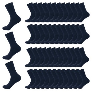 GENTLEAGU Men's Viscose Bamboo Dress Socks - Lightweight & Breathable Crew Socks, Soft & Stretchable, 48 Pairs Wholesale Bulk Pack - 1 of 4