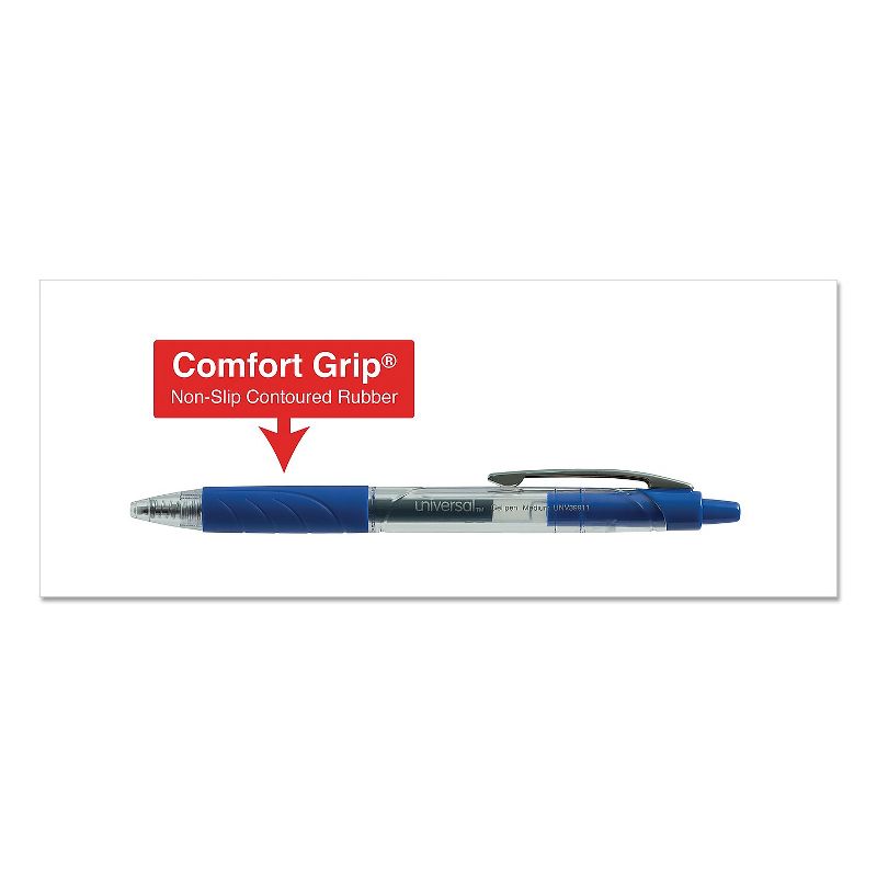 Universal Comfort Grip Clear Retractable Gel Ink Roller Ball Pen Blue Ink .7mm 36/Pack 39911, 5 of 6