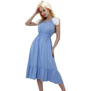 Anna-Kaci Women's Tie Neck Lace Sleeve Dress - 1 of 4