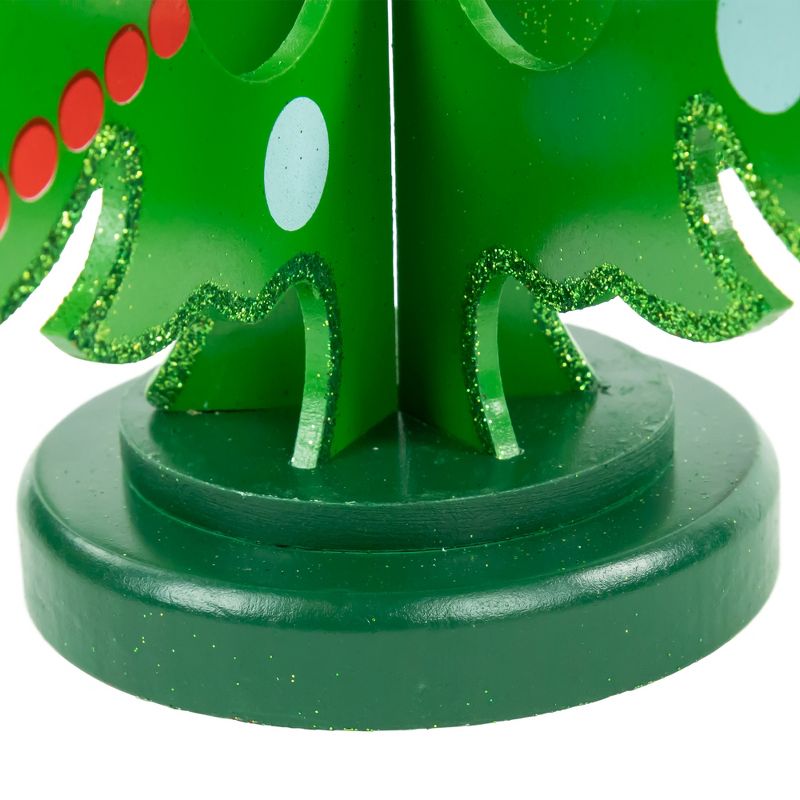 Northlight 13.75" Green 3-D Wood Christmas Tree with Ornaments Decoration, 5 of 8