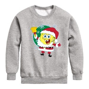 Boys' - SpongeBob SquarePants - Santa Spongebob Graphic Long Sleeve Fleece Sweatshirt - 1 of 4
