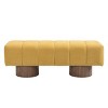 Chenille Fabric Upholstered Accent Bench with Round Wood Legs,Rectangular End of Bed Ottoman,Modern Bedroom or Entryway Bench-Coolbibila - 3 of 4
