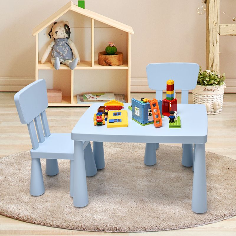 Tangkula Kids Table and 2 Chairs Set Children Play Activity Table Furniture Set Blue/Pink/White/Green, 3 of 7