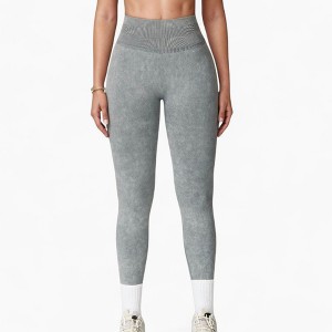 Anna-Kaci Women's Seamless Ribbed High Waist Full Length Leggings with Compression Fit - 1 of 4