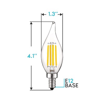 Vintage Clear Glass Dimmable LED Candelabra Bulbs