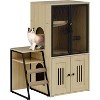 Dual Cat Litter Box Enclosure with Doors, Double Enclosed Structure Featuring Storage Compartment, Hidden Litter Furniture with Step - 2 of 4