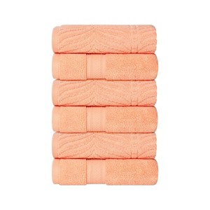 Chevron Zero Twist Cotton Solid and Jacquard Hand Towel Set of 6 by Blue Nile Mills - 1 of 4