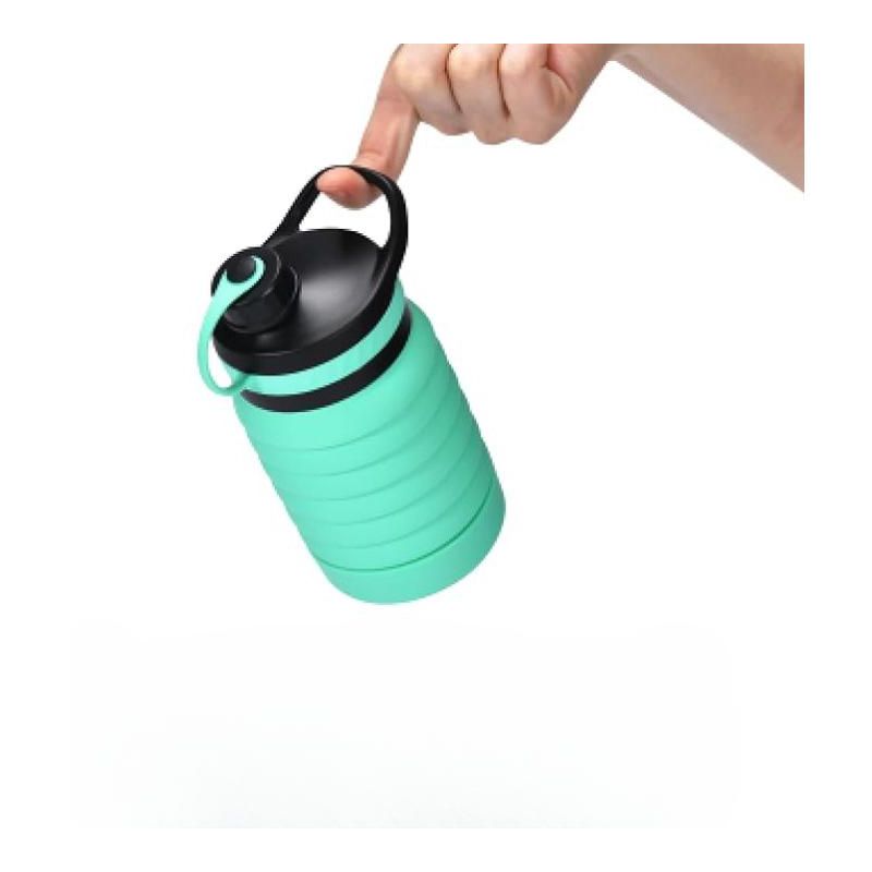 Hydrate Bottles 27oz Collapsible Water Bottle, Silicone Foldable Water Bottle, Green, 3 of 4