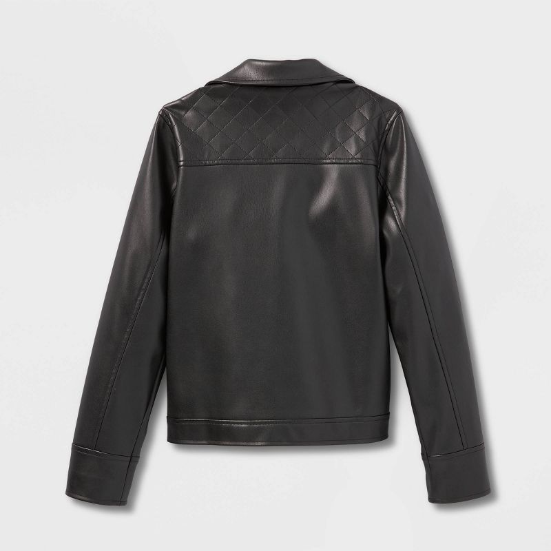 Girls' Faux Leather Jacket - art class™ Black, 2 of 7