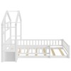 DOMETOUR Twin Size House Shape Headboard Floor Bed with Guardrails, Slats Support, Nightstand ,White - 2 of 4