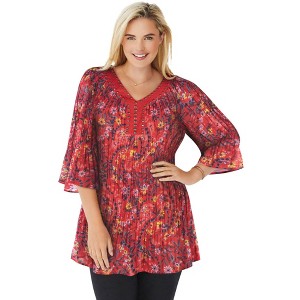 Woman Within Embellished Pleated Blouse - 1 of 4