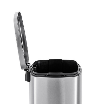 50L Silver Stainless Steel Rectangular Step-On Trash Can