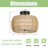 DAKAFUL Boho Rattan Semi Flush Mount Ceiling Light ¨C Farmhouse Light Fixture with Fabric Shades for Kitchen, Living Room (Bulb Not Included)- Brown - 4 of 4