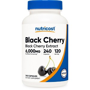 Nutricost Black Cherry Extract (6,000mg Equivalent) 240 Capsules - Vegan, GMO-Free, Gluten-Free, 120 Servings - 1 of 4