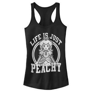 Juniors Womens Nintendo Princess Life is Just Peachy Racerback Tank Top - 1 of 4