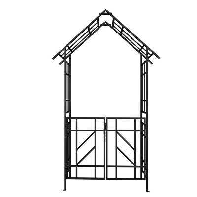 Chery Life Metal Garden Arch with Adjustable Width, Climbing Plants Support Rose Arch Outdoor Black