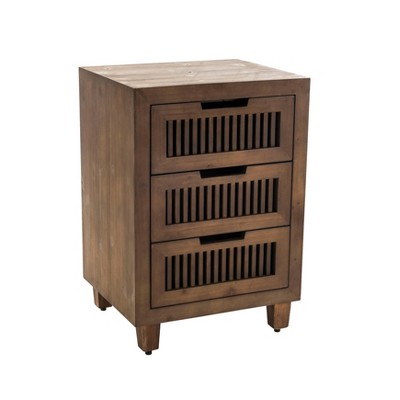 Sawyer Minimalist Ash Wood 3-Drawer Bathroom Cabinet in Walnut Brown