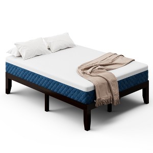 Costway Full Size Wood Bed Frame & 10'' Foam Mattress Set CertiPUR-US Certified Natural/Espresso - 1 of 4