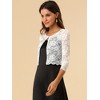 Allegra K Women's Elegant 3/4 Sleeve Sheer Floral Lace Cropped Bolero Shrugs - 4 of 4